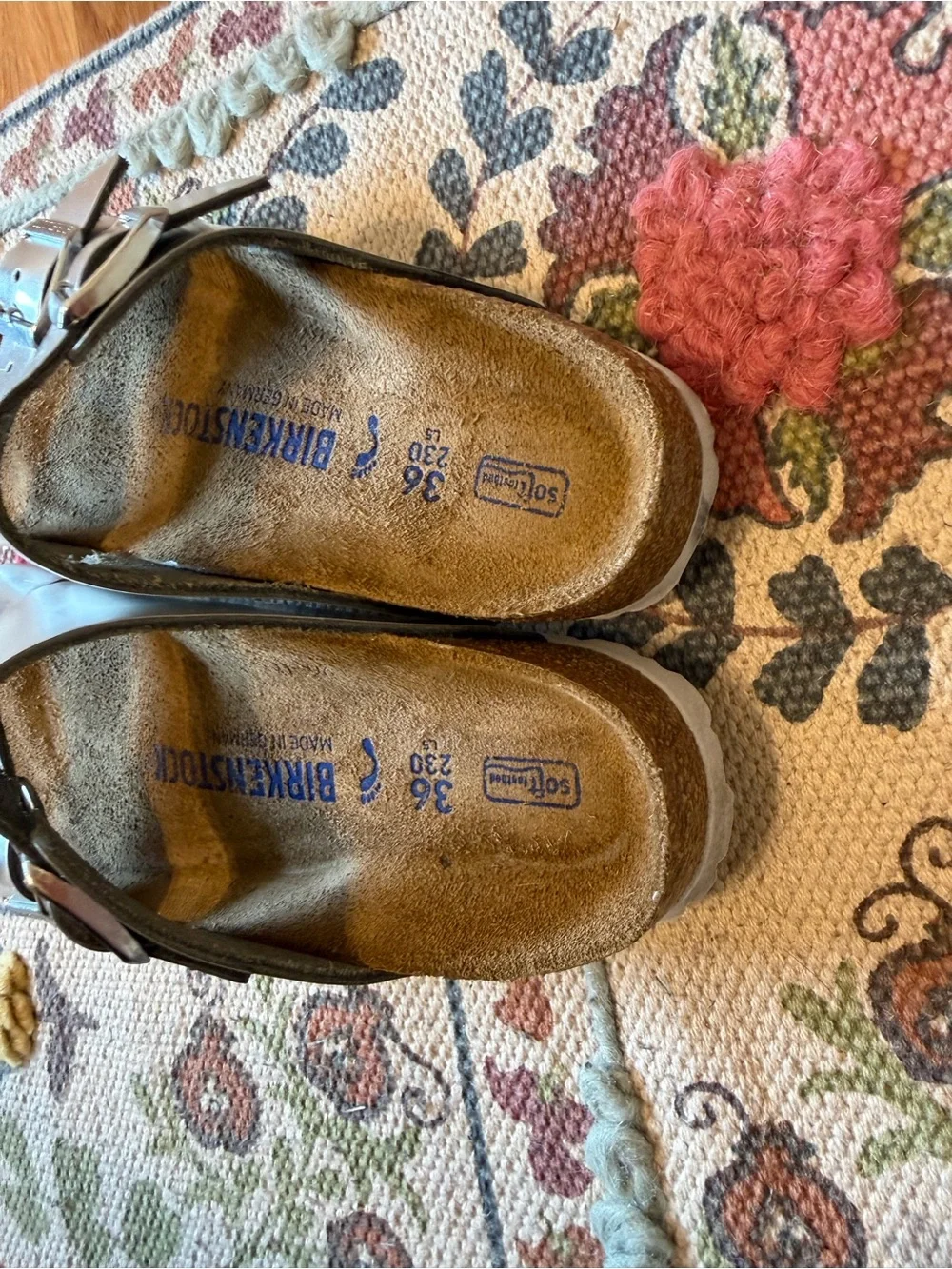 Birkenstock Arizona Soft Footbed Metallic Silver size EU36